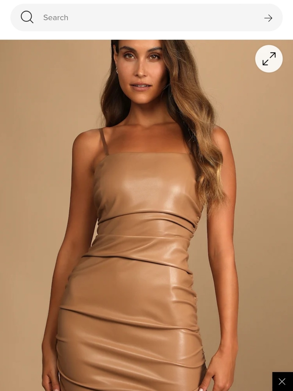 Lulu's Tan Faux Leather Bodycon Mini Dress - Picture 2 of 9